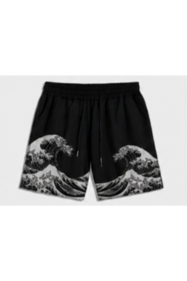 Unisex Oversize Relaxed Fit High Waist Special Design Printed Summer Shorts