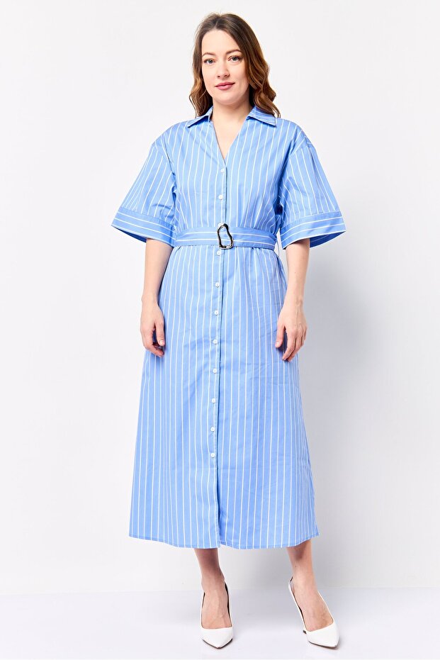 Jeans Co Women Stripe Midi Dress, Blue