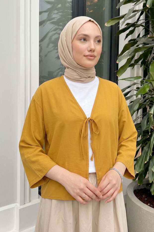 كيمونو برباط من الخيط 2362 - الخردل