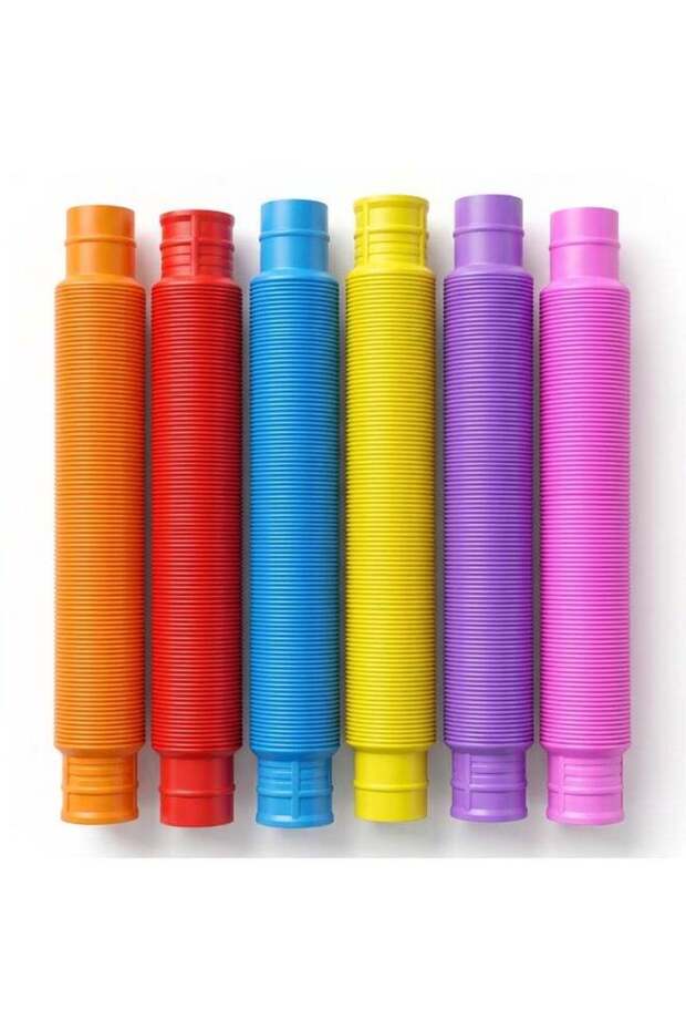 Jumbo Pop Tubes Sensory Fidget Toys for Kids, 6 Pieces