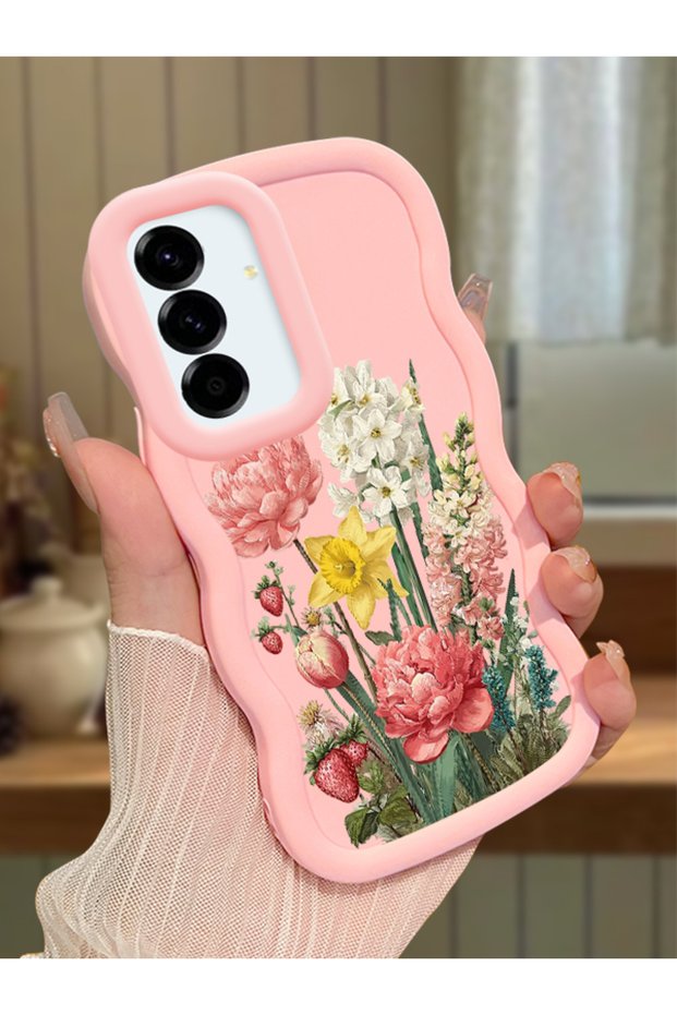 Samsung Galaxy A36 5g Compatible Case Camera Protector Pink Silicone Couple Phone Case Floral Pattern