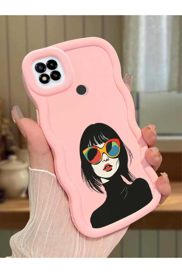 Redmi 9C Compatible Case Camera Protector Pink Silicone Couple Phone Case Girl Pattern