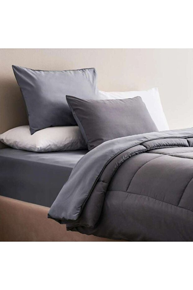 Everyday 3-piece Reversible Full Comforter Set 160x220cm - Silver/ Grey