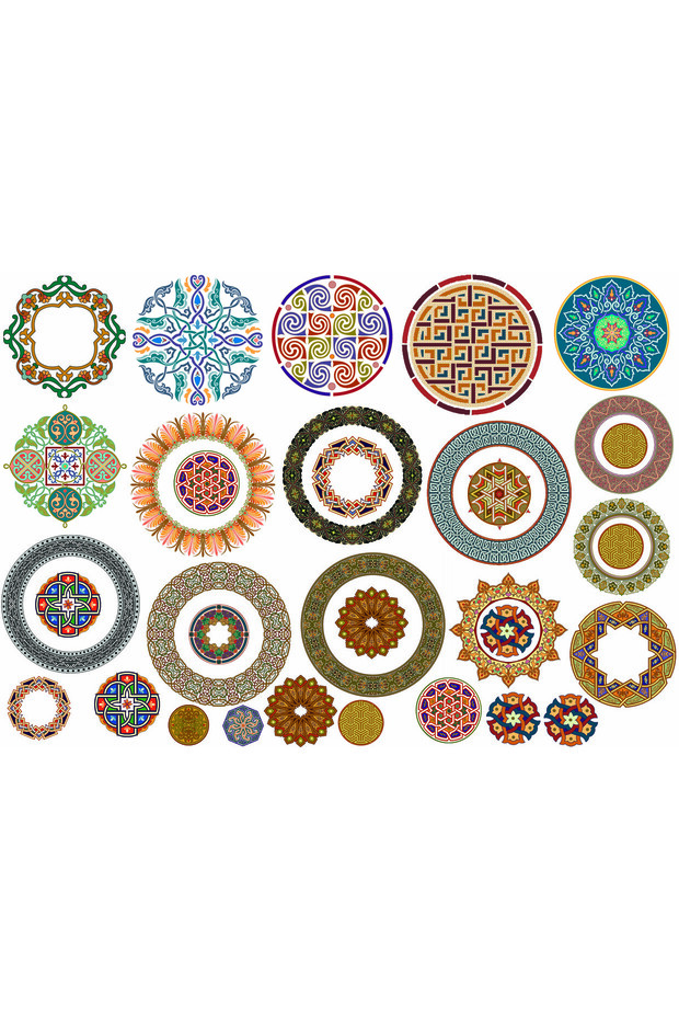 مجموعة ملصقات ذات إطار ونقوش تقليدية (21×31 سم، مجموعة واحدة)