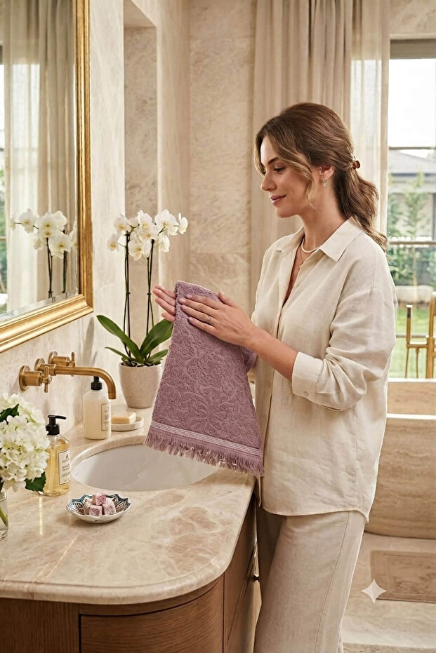 Hand and Face Towel 50X90 cm Fringed Estelle