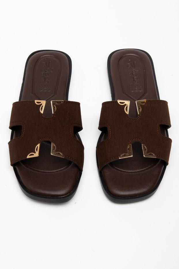 Summer Slippers with Metal Satin Details