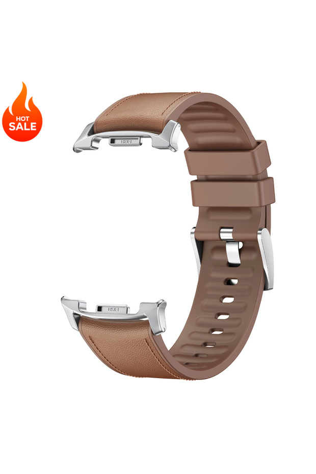Watch 8 Classic 46mm light brown Leather Silicone Strap for Watch 8Classic 46mm Original Connector