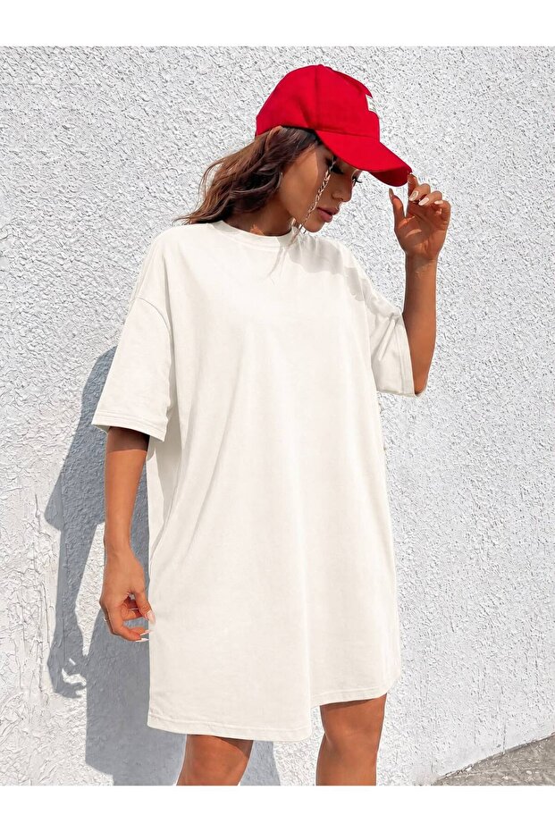 Women's Wide Fit Crew Neck Long Oversize Basic T-Shirt