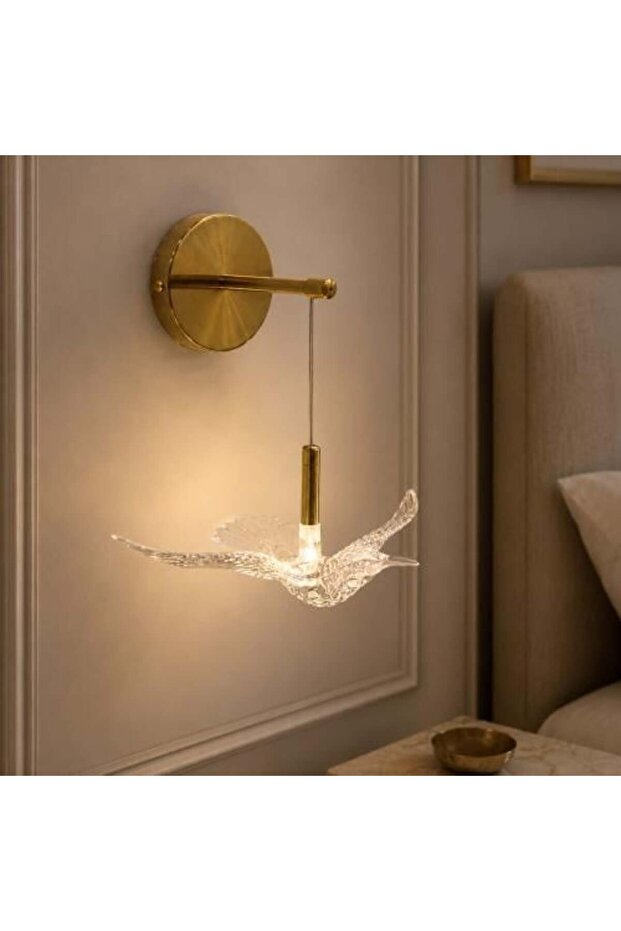 أبليك جداري بتصميم طائر مودرن بإضاءة LED فاخرة
