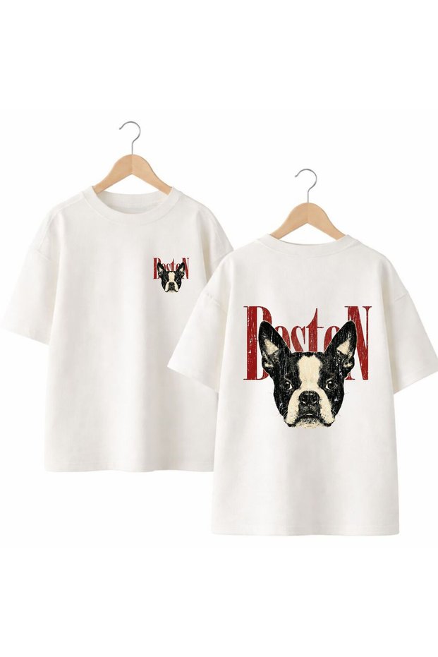 Btn Doge Back and Front Chest Printed 100% Cotton Oversize Loose Regular Fit Crew Neck T-Shirt