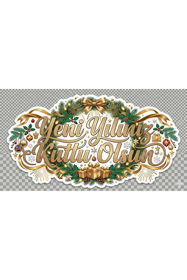 New Year Themed Sticker Set (4X4 cm 24 Pieces)