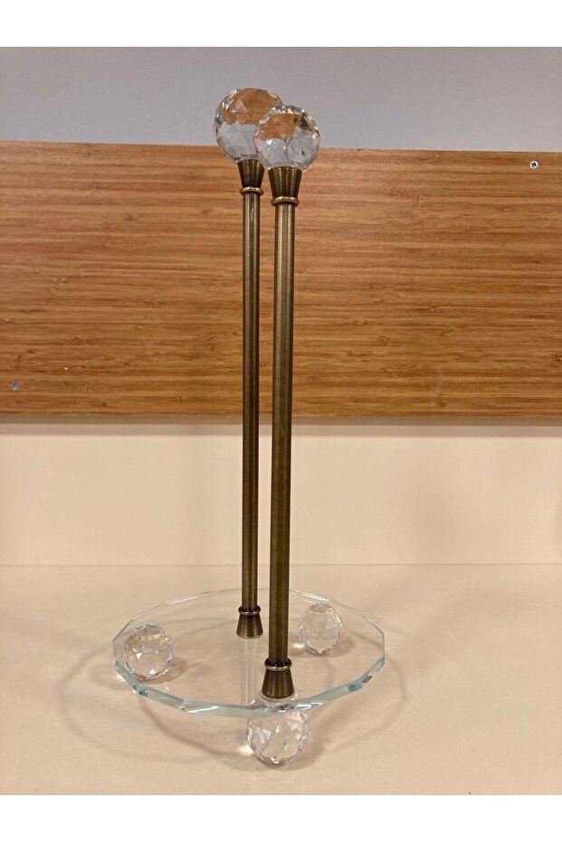 Paper Towel Holder Crystal and Brass Color Antique Height 32 cm Diameter 15 cm