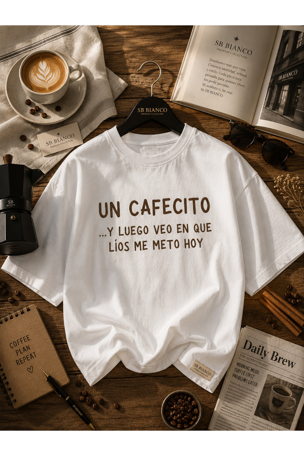 Funny Coffee Quote Oversized Unisex Premium T-Shirt