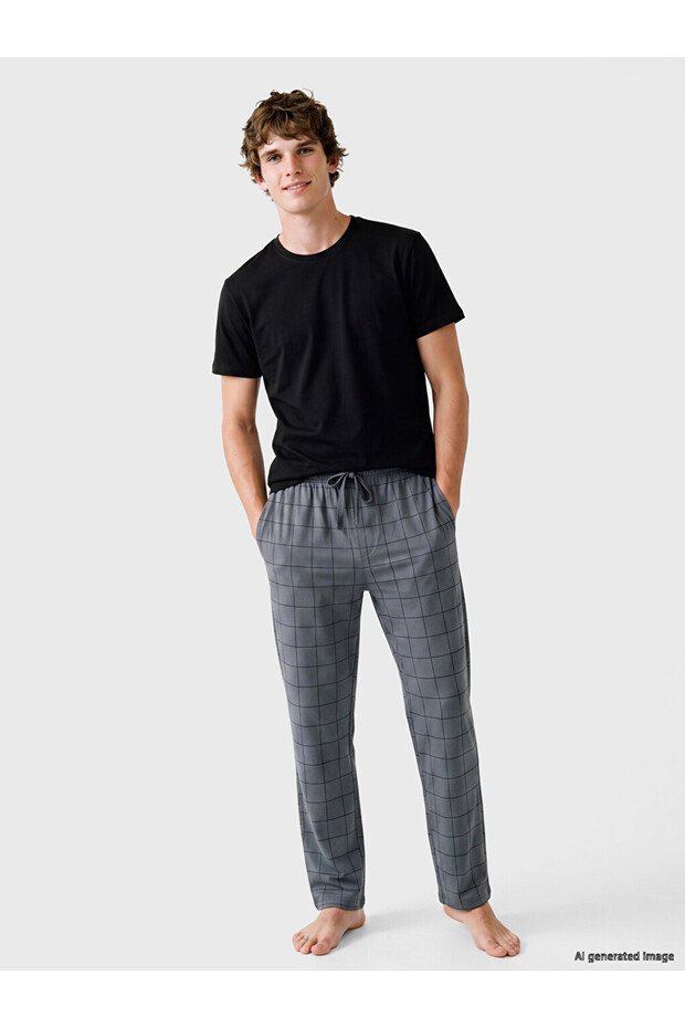 Özmarka New Season Black Slim Fit Modal Fabric T-Shirt /02