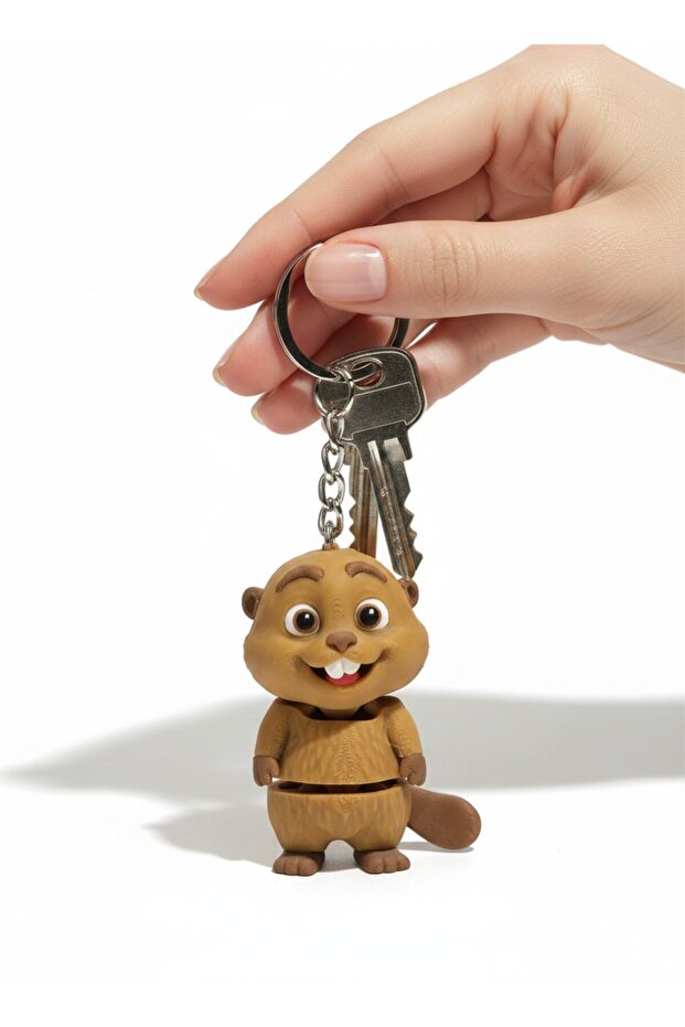 Cute Beaver Figured Movable Keychain