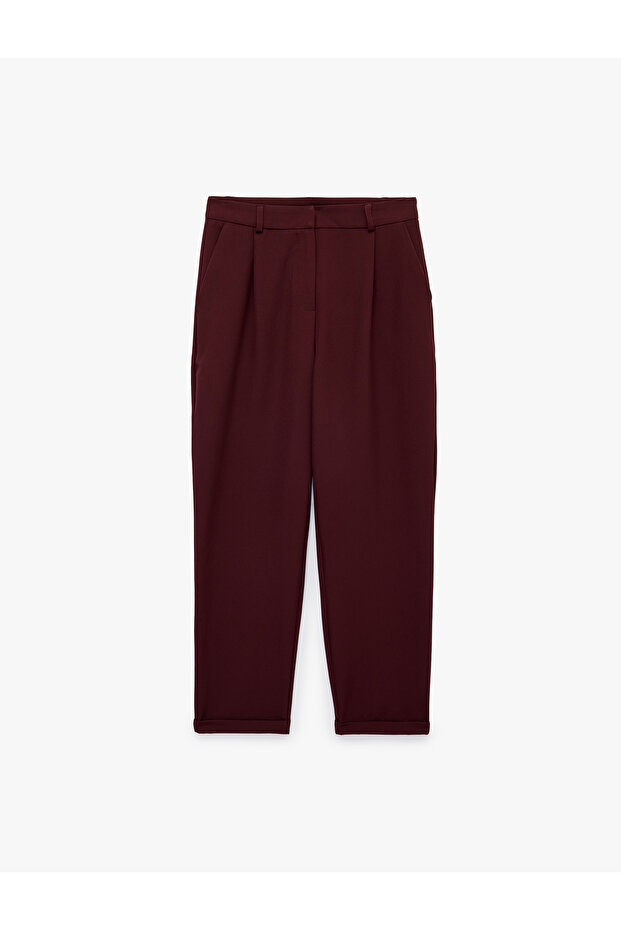 Layered High Waist Fabric Carrot Pants with Pockets