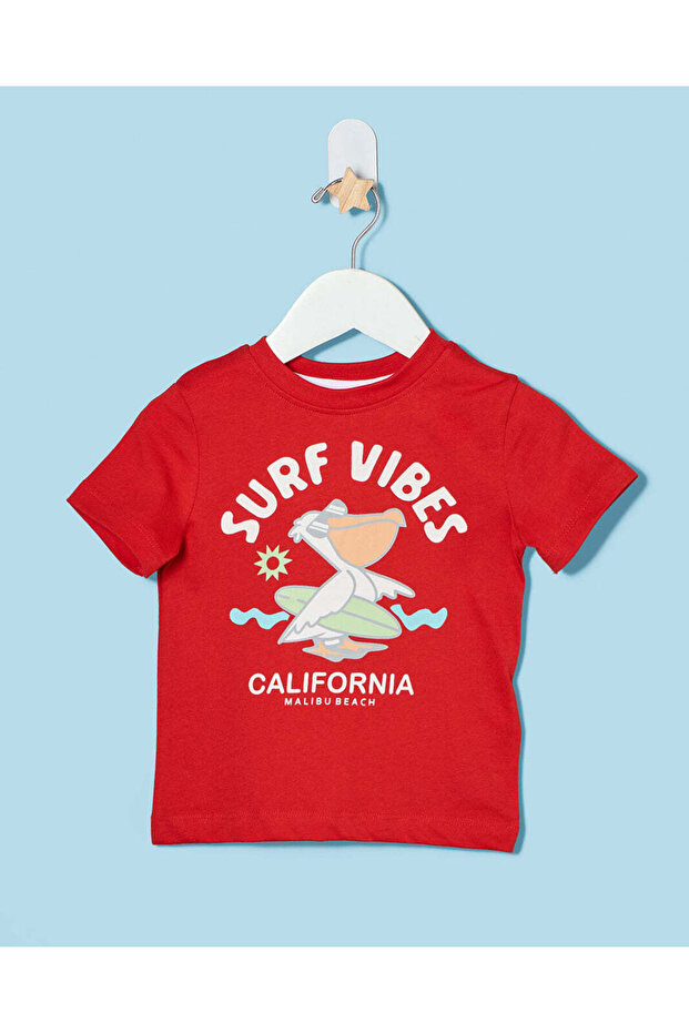 Infant Boys Red Surf Vibes Print T-Shirt