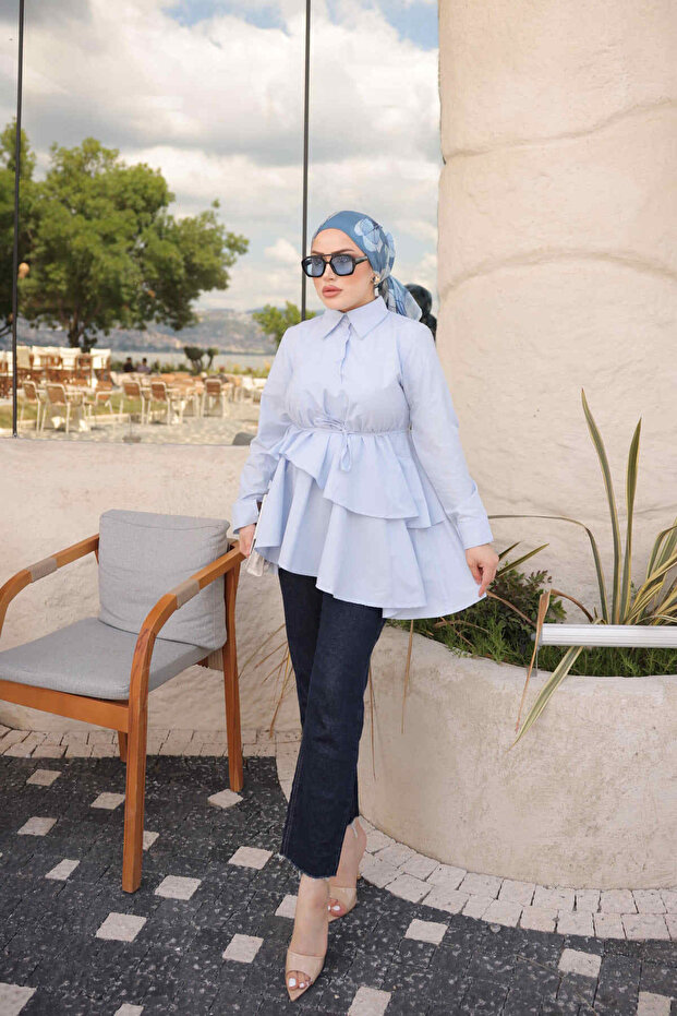 Baby Blue Tie-Dye Layered Shirt