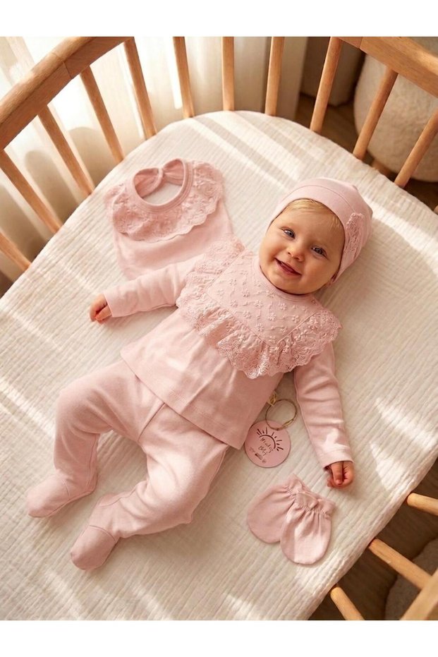 Baby Girl Mevlütlük Hospital Release Set of 5 Lace Newborn 100% Cotton 5015