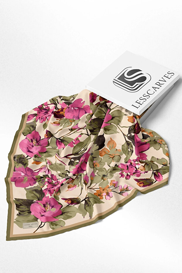 Cotton Silk Scarf with Floral Pattern Ls2206