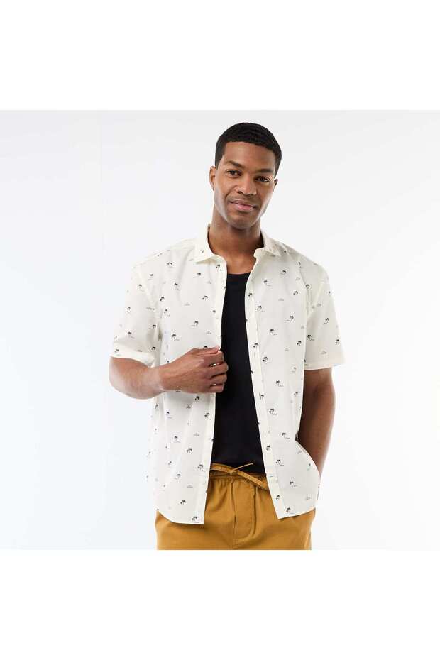 Short-Sleeved Button-Down Shirt WHITE