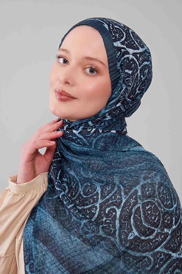 شال قطني من الموسلين باللون الأخضر الزمردي