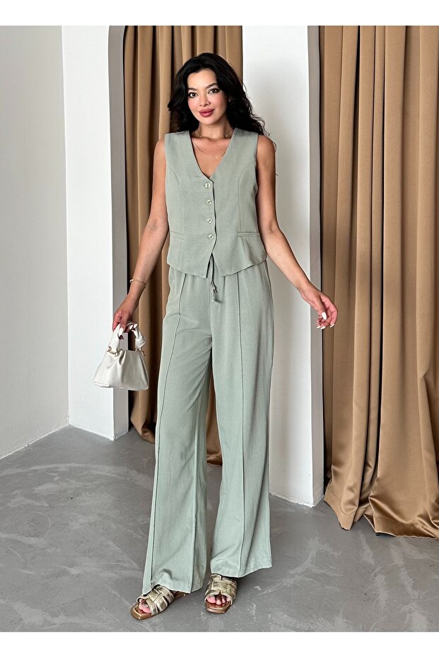 Khaki Vest Suit - 2Y8181