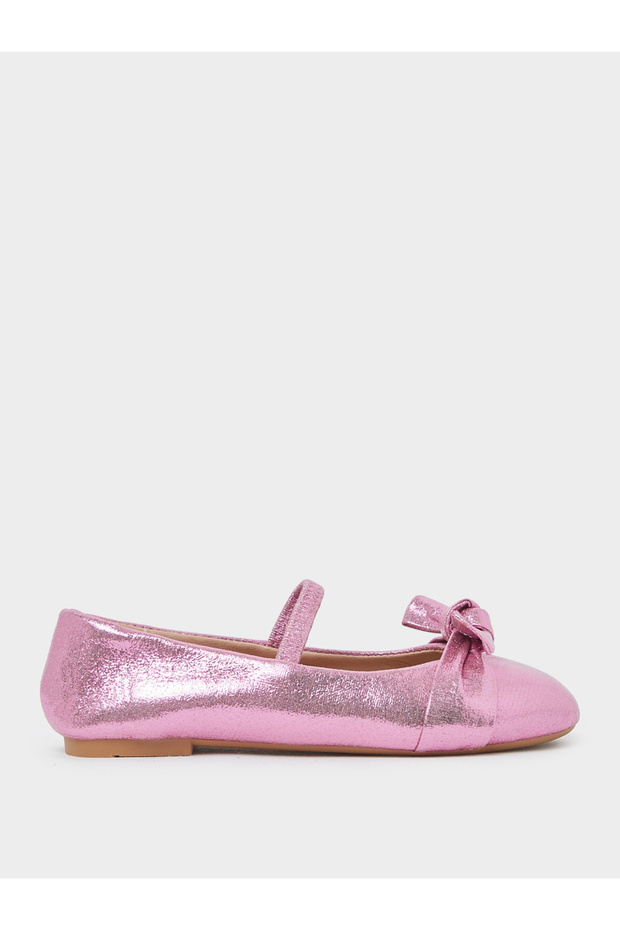 Girls Metallic Bow Ballerinas