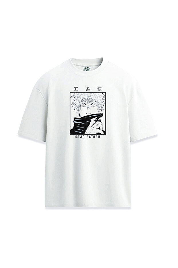 Jujutsu Kaisen Gojo Satoru Printed Design Relax Fit White T-Shirt