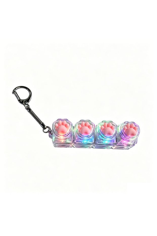 C -Clickable Keyboard Keychain LED Light - Stress Anxiety Relief Fidget Toy, Portable Desktop Acces.