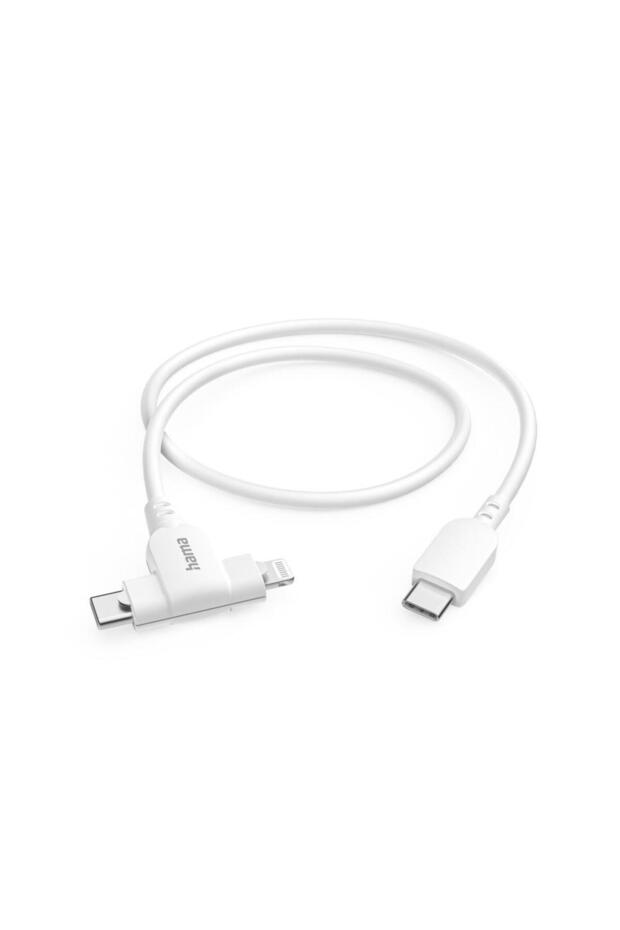 Hama 2-In-1 Charging Cable, USB-C - USB-C Or Lightning, Mfi, 1.5 M, White