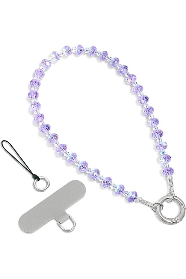 Phone Charm, Phone Charms Strap with Tether Tab and Premium Metal Buckle, Cellphone Wrist Strap Chain (Purple)