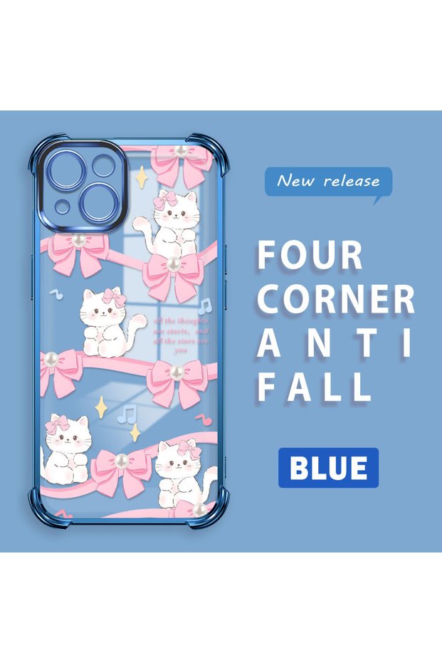 غطاء خلفي شفاف متوافق مع iPhone 13، مزود بأربع زوايا معززة لحماية من الصدمات، غطاء من السيليكون ذو حواف لامعة