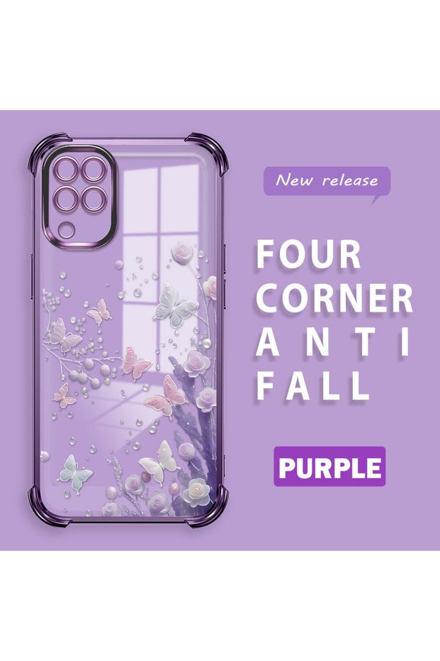 Samsung Galaxy M12/A12 Compatible Transparent Back Four Corners Reinforced Impact Protection Silicone Case
