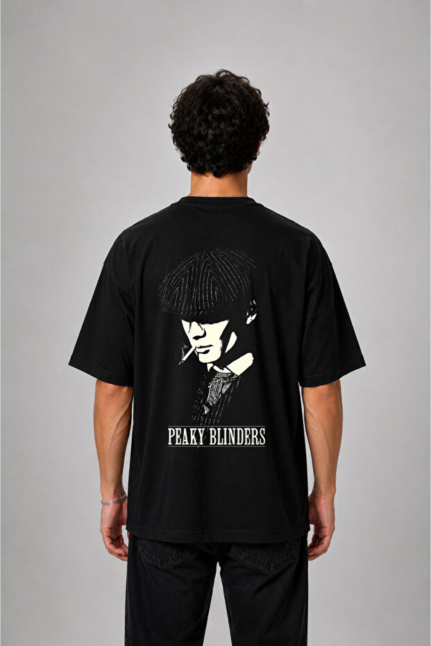Peaky Blinders Thomas Shelby Printed Oversize Cotton Black T-Shirt T-Shirt
