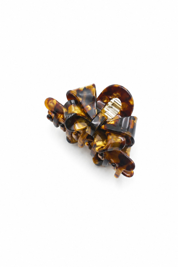 Classic Bone Hairpin with Bow Design - Brown