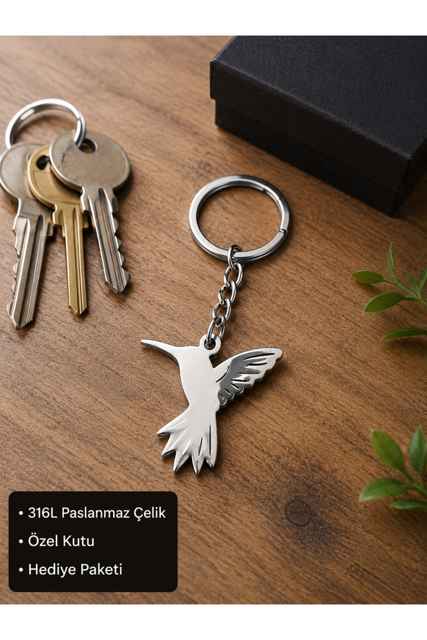 316L Stainless Steel Hummingbird Keychain – Stylish Minimal Design, Durable Metal