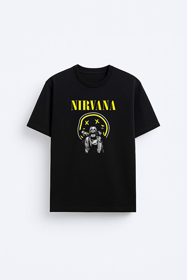 Nirvana Printed Cotton Black T-Shirt T-Shirt