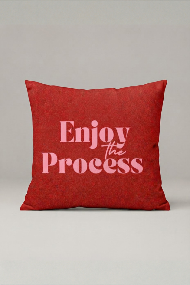 Red Enjoy the Process Written Cushion Cover 253 – Enjoy Process Red Design 45X45 cm