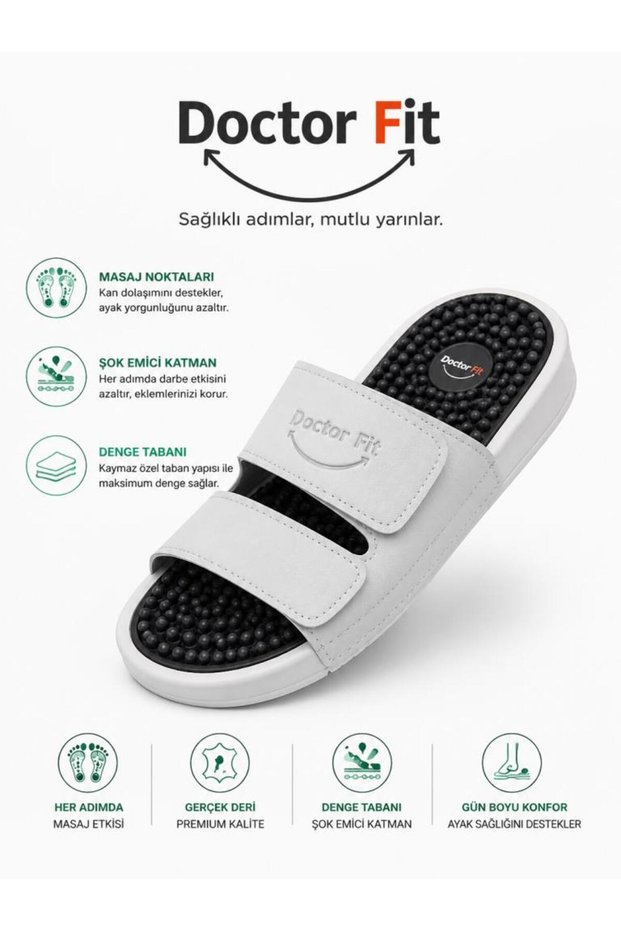 Size 45 Men's Reflexology Relaxing, Acupuncture Massage Slippers White