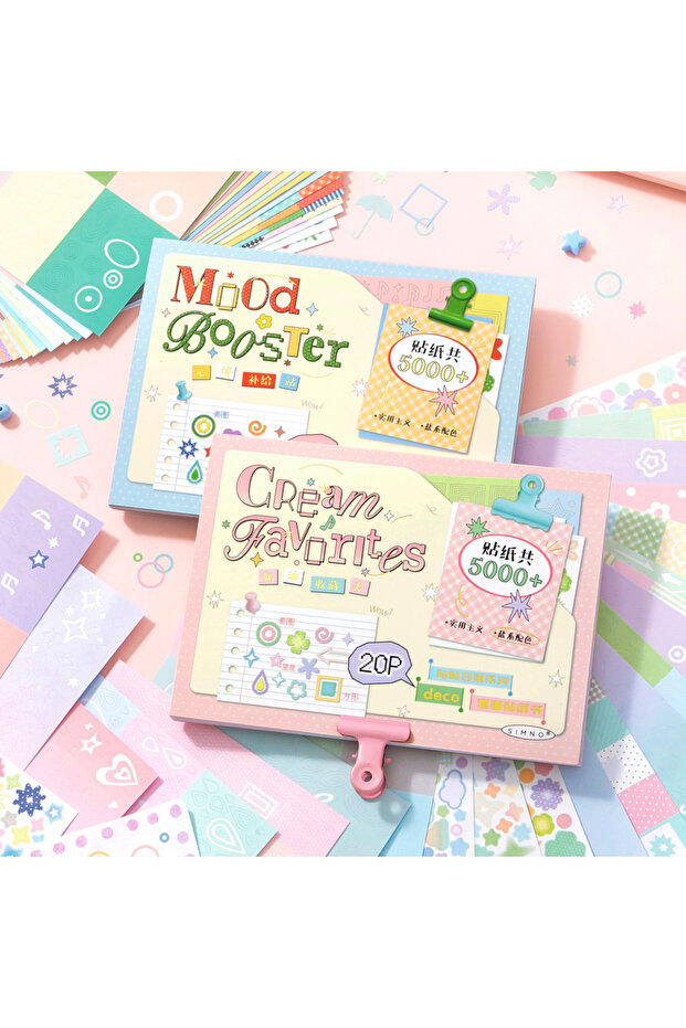 AB 20 Sheets PET Die Cut Stickers Book Cute Cartoon Decorative Scrapbooking Materials DIY Journaling