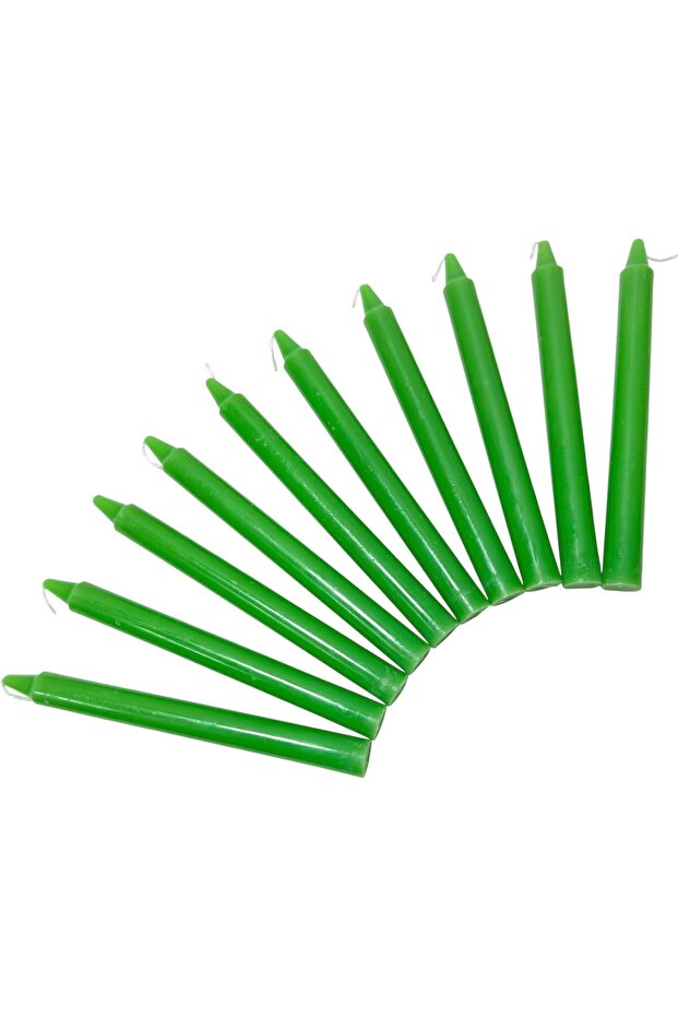 Taper Candles Green Color 10Pcs Long Candles 1.8cm Round x 19cm Long Unscented Candles