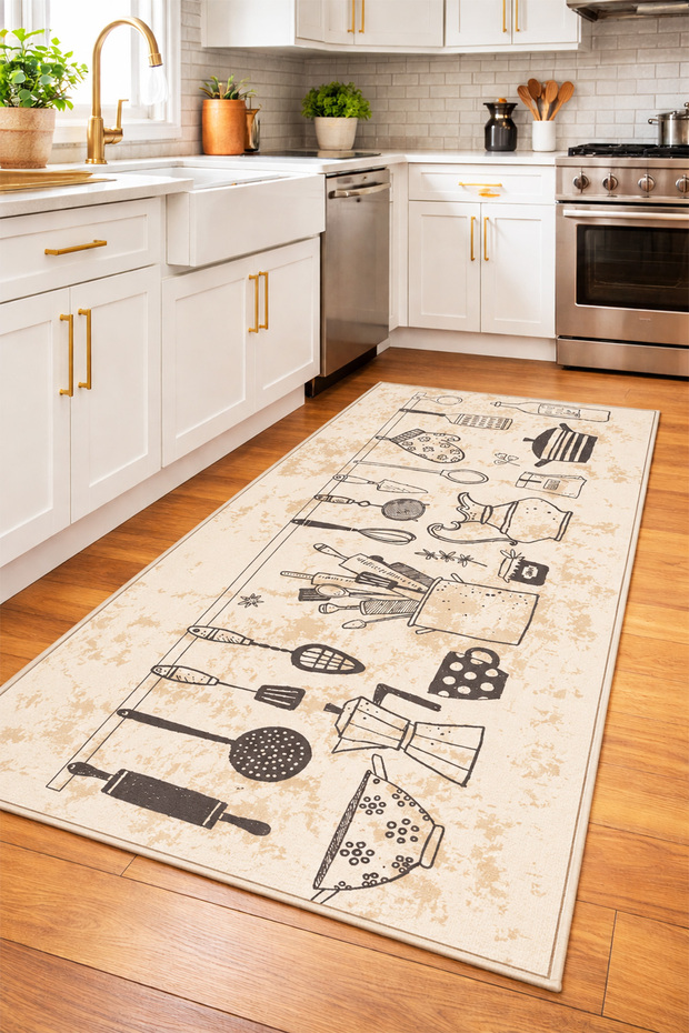 Digital Printing Four Seasons Non-Slip Base Washable Kitchen Room Carpet Runner
