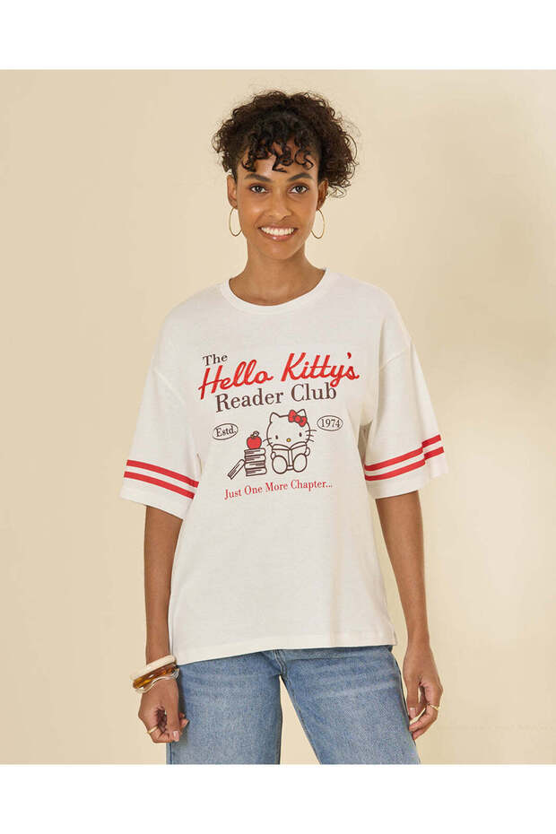 Women White Hello Kitty Oversized T-Shirt