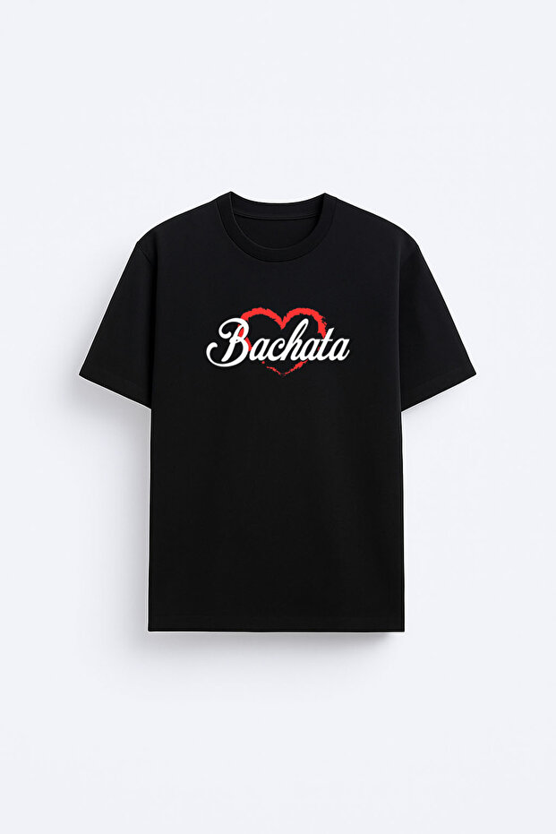 Bachata Dance Printed Cotton Black T-Shirt T-Shirt