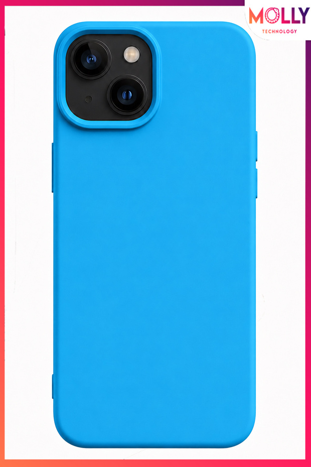 Sky Blue Liquid Inside Velvet Matte Silicone Case for iPhone 14 Plus