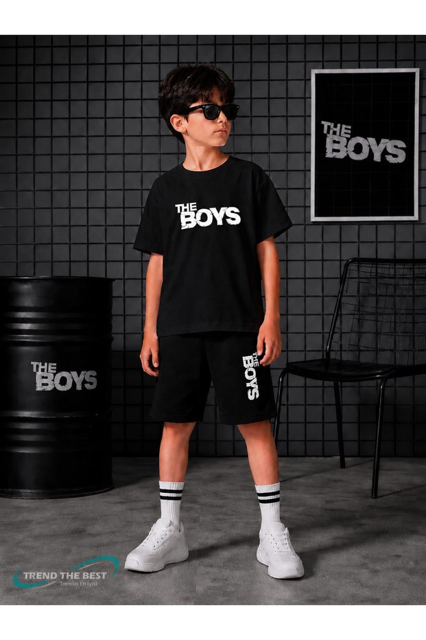 Summer the Boys Letter Printed Boys Shorts T-Shirt Set