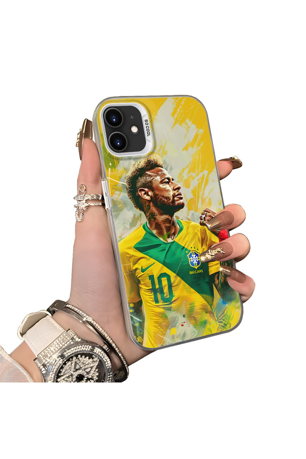 iPhone 12 Mini Compatible Silicone Edge Hard Back Case Couple Phone Case Neymar Patterned