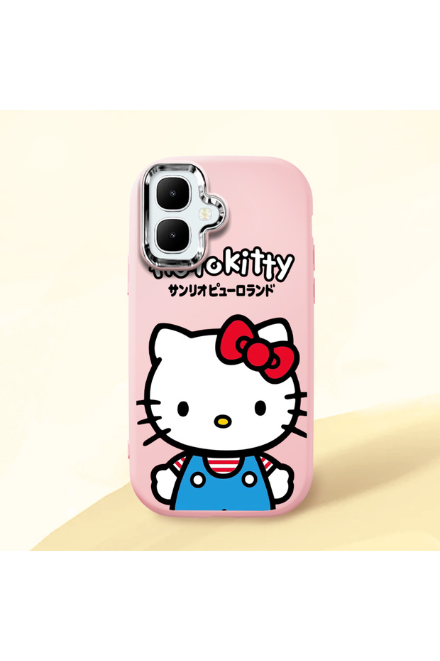 Tecno Spark Go 2 Compatible Case Camera Protector Pink Silicone Couple Phone Case Kitty Pattern