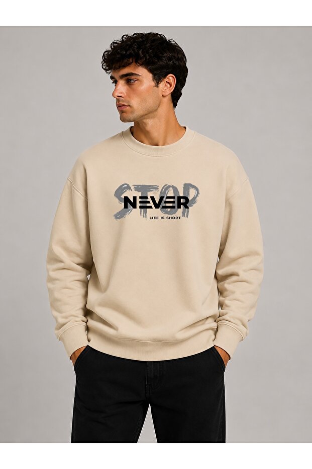 Stop Never Detailed Crew Neck 2 Thread Sweatshirt